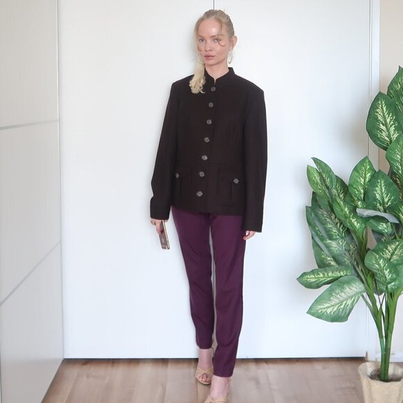 Elements G Brown Wool Stand Collar Coat / Jacket - Picture 10 of 11